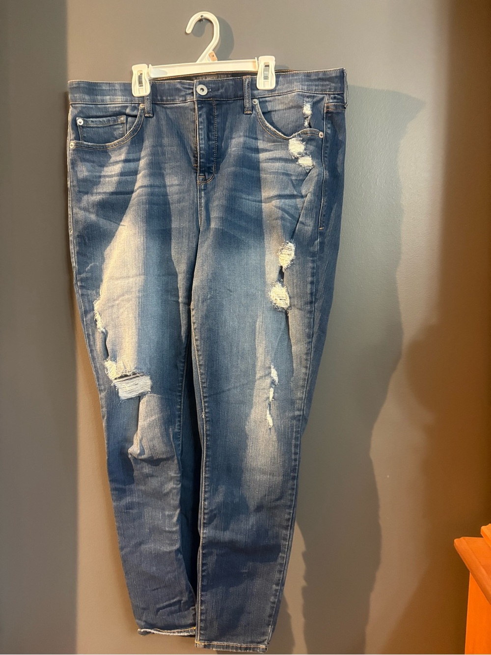 torrid Distressed Medium Blue Skinny Jeans